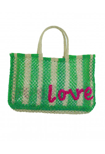 LAVINIA STRIPE GREEN "LOVE" BAG