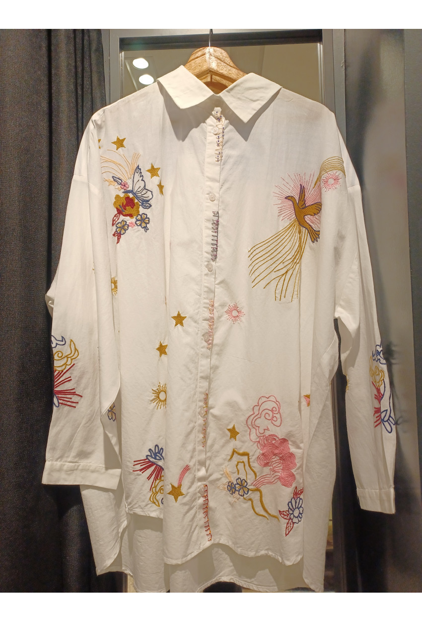 Chemise Oiseau brodé main