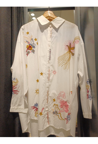 Chemise Oiseau brodé main