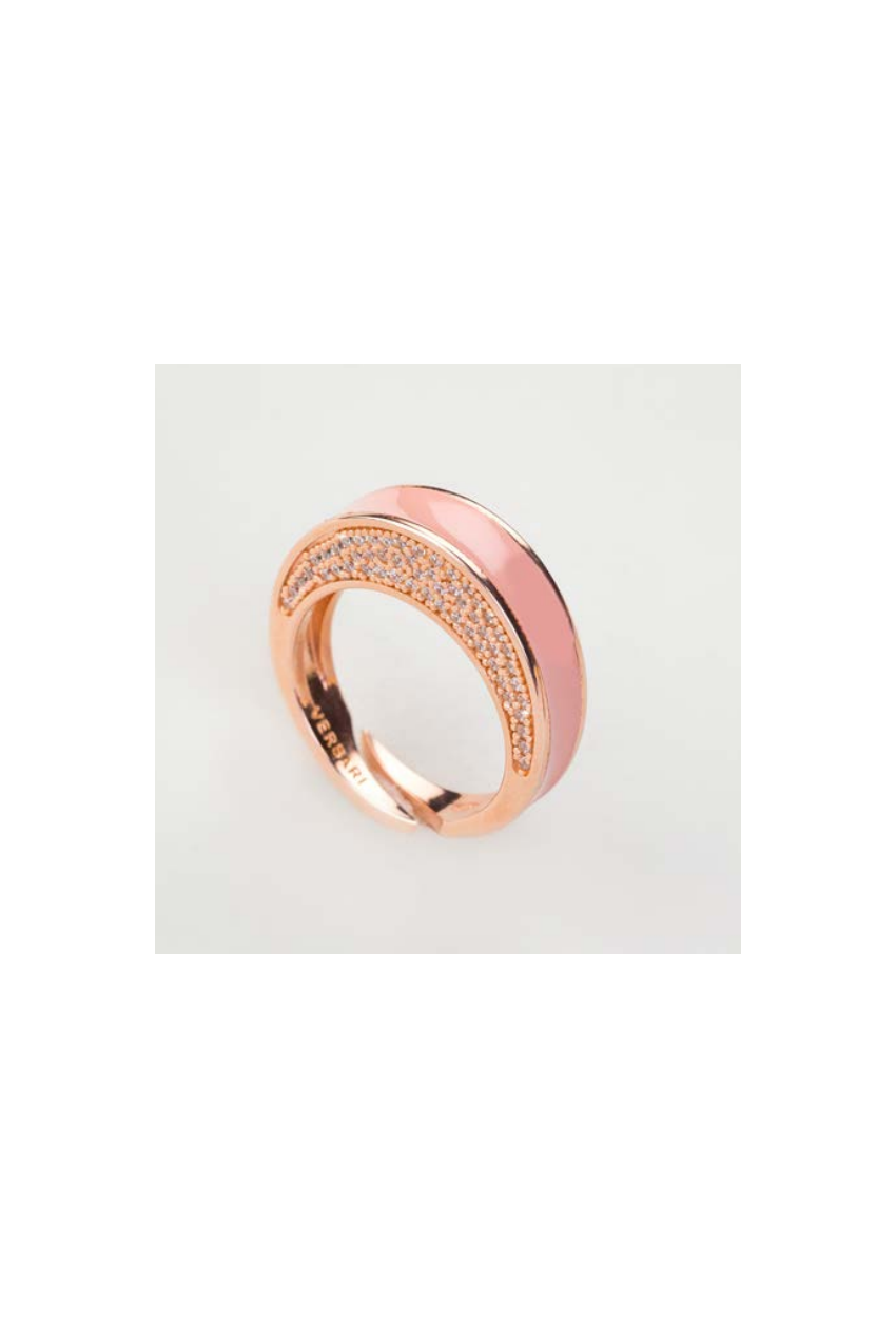 Bague Lune rose émail
