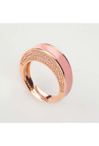 Bague Lune rose émail