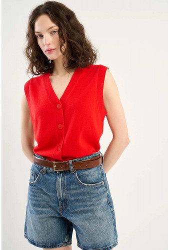 GILET CACHEMIRE ROUGE GABS