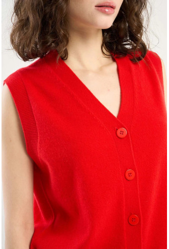 GILET CACHEMIRE ROUGE GABS