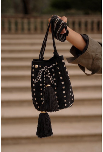 Grand Sac Noir & Or Bandoulière Réglable